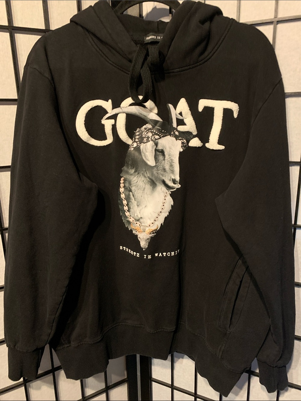GOAT Graphic Black Hoodie with Goat Print Size 2XL